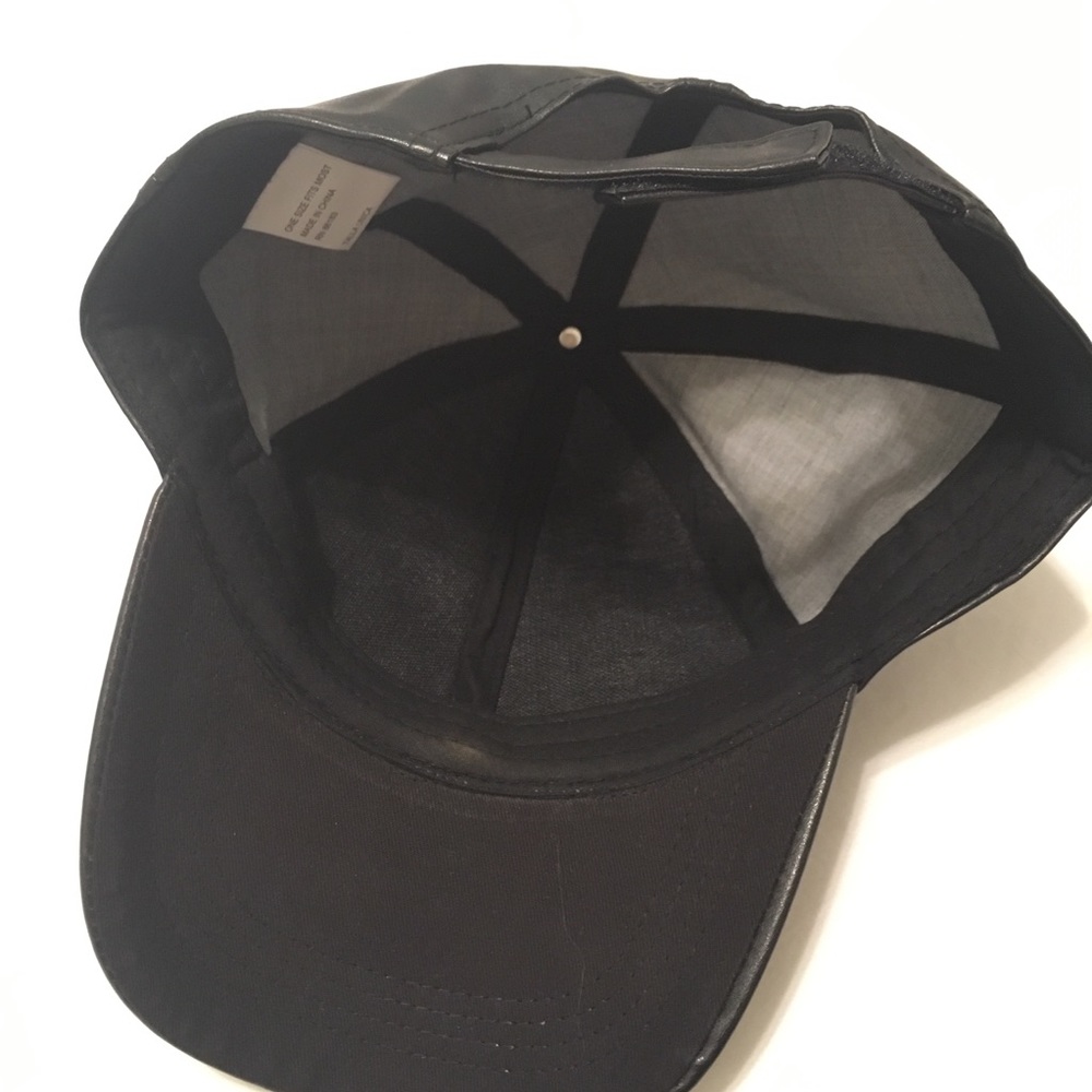 Black Faux Leather Dad Hat - Picture 7 of 7